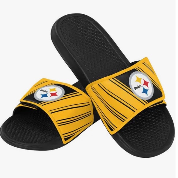 New Pittsburgh Steelers Men’s Legacy Sport Yellow and Black Slide Sandals XL - Picture 1 of 10